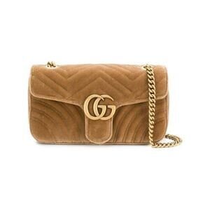 Gucci Marmont Chain Shoulder Bag Tan - S